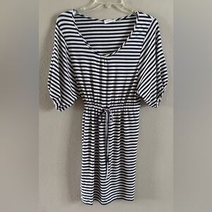 Calvin Klein Women's Nautical Navy & White Stripped Dress Size 2 Elastic Waist